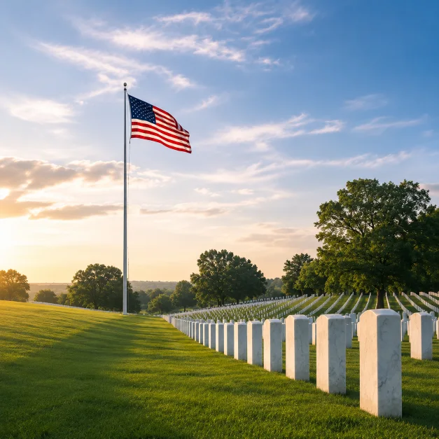 American flag at Arlington memorial cemetery